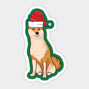 Santa Hat-Wearing Doge Shiba Inu Funny Christmas Holiday Sticker